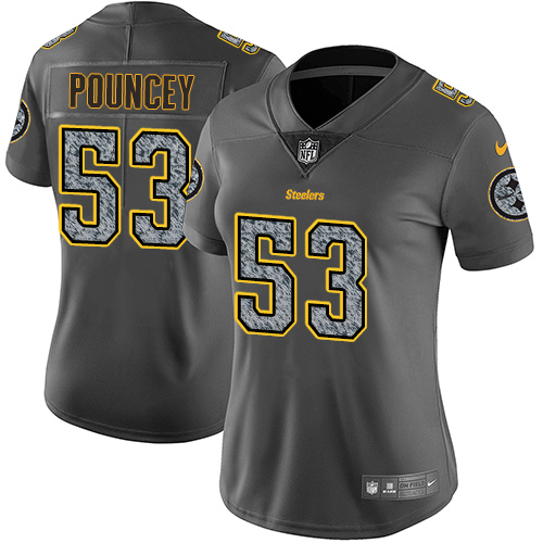 Nike Steelers #53 Maurkice Pouncey Gray Static Women's Stitched NFL Vapor Untouchable Limited Jersey